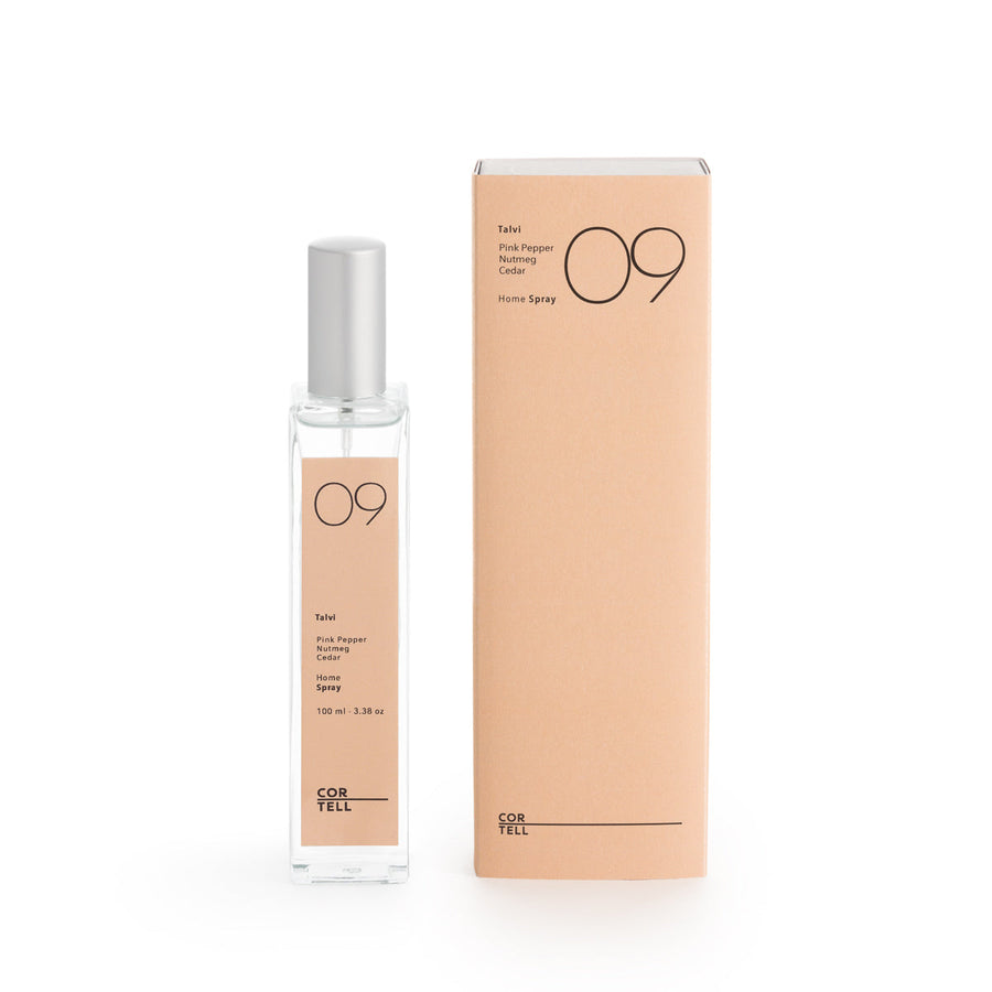 Ambientador spray Cortell 09 Talvi de 100 ml junto a su estuche