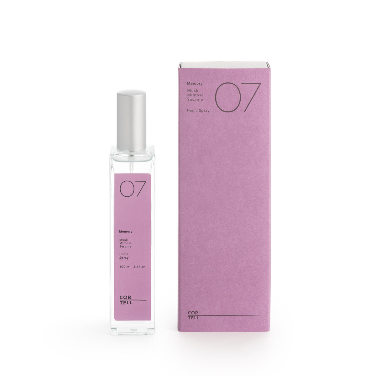 Ambientador Spray Cortell 07 Memory, sobre fondo blanco