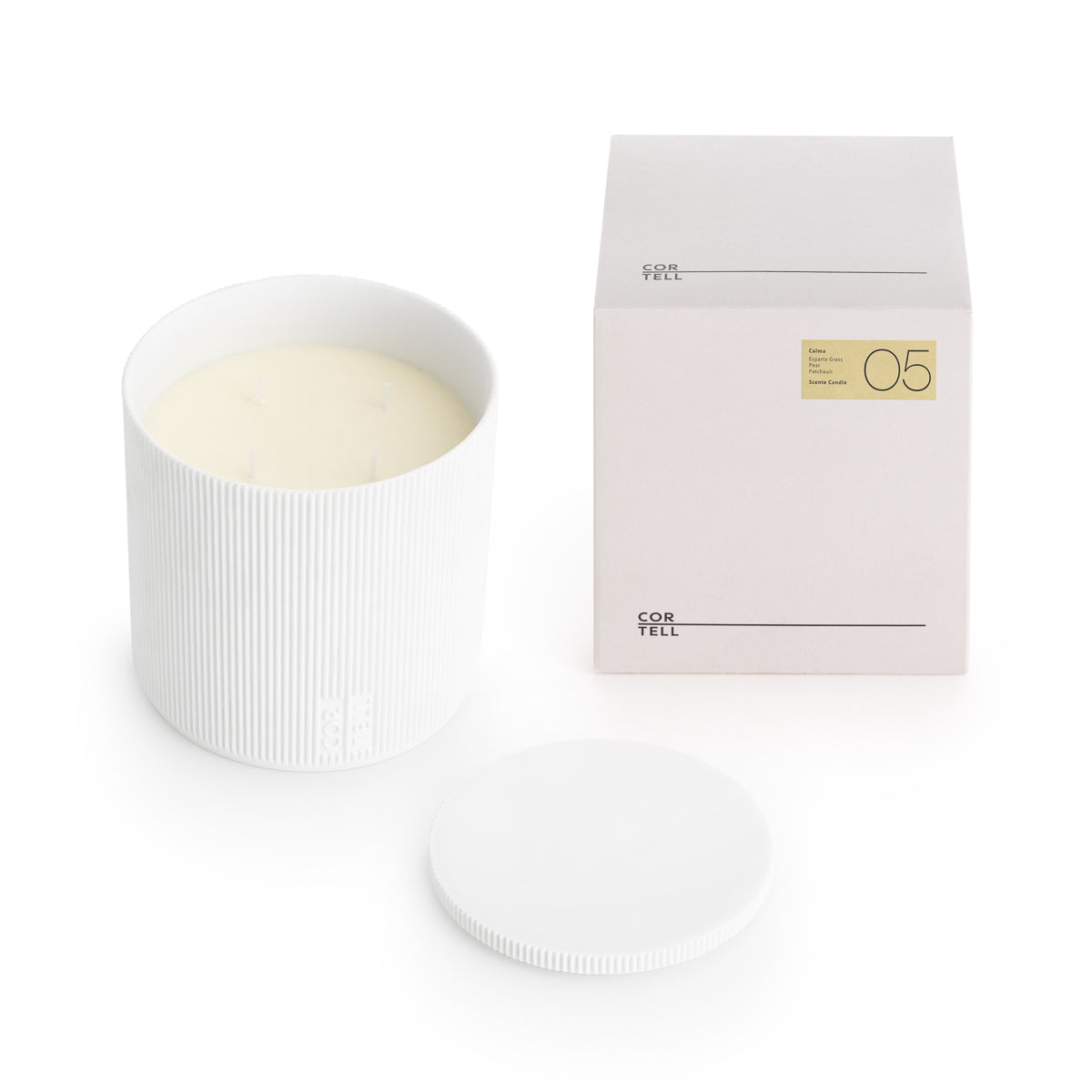 Vela aromática Cortell 05 Calma de 1,5 kg en porcelana, con su tapa y su estuche